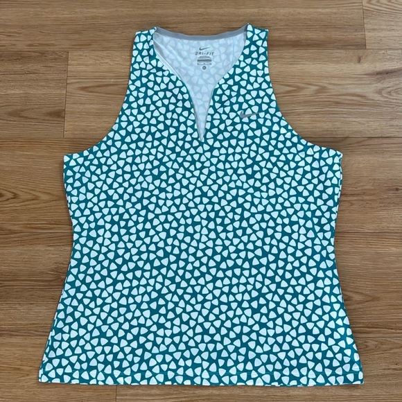 Nike Women's Dot Green White Athletic Tank XL Athleisure Sweatheart Neck Line - Picture 1 of 6